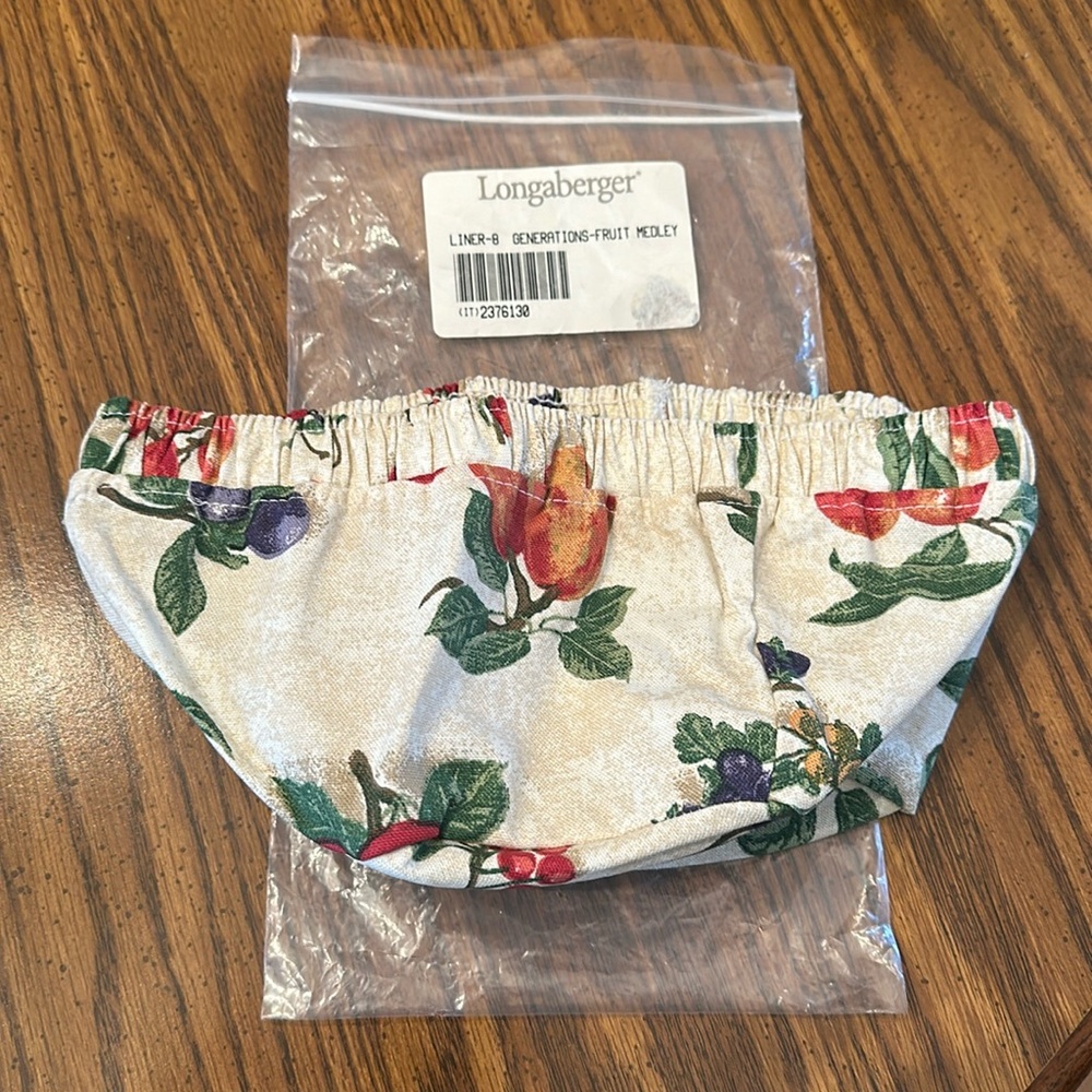 New Longaberger 8” Generations Fruit Medley Fabric Liner